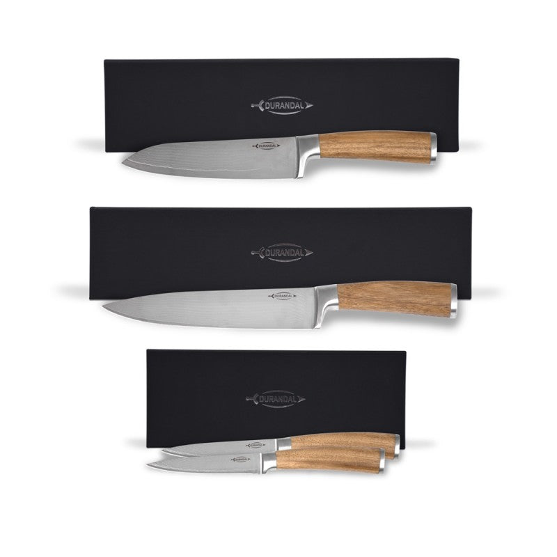 LÉGENDE Damast-Messer Santoku | Damastmesser Set | Premium Küchenmesser | Set